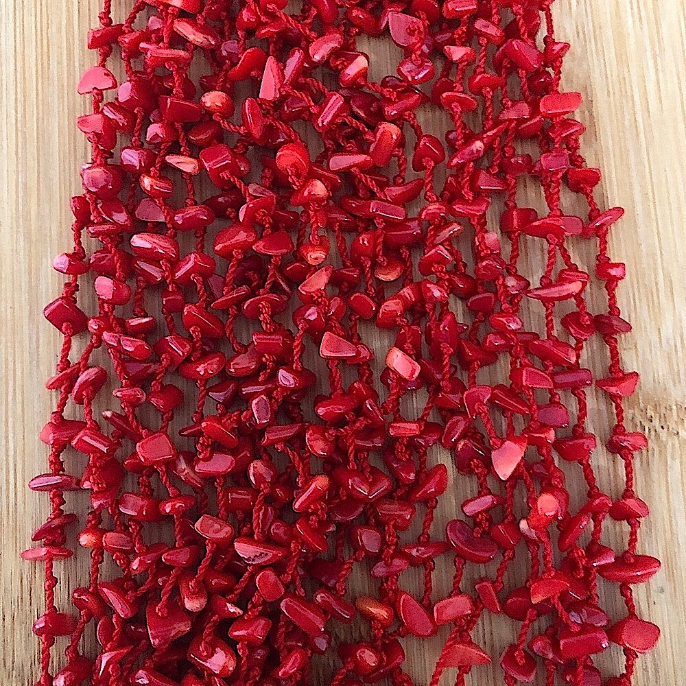 $112 6 Strand Estate Red Coral Necklace & Mother of Pearl Toggle Bar Clasp - Picture 5 of 5